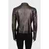 Brown leather jacket with ruffles