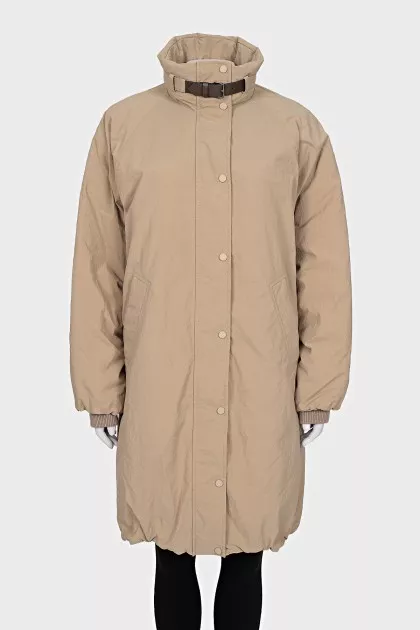 Long down jacket with a high collar