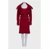 Red three-piece suit
