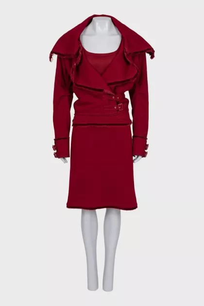 Red three-piece suit