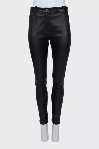 Mid-rise leather trousers