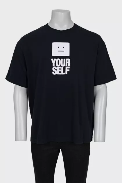 Men's black T-shirt with brand logo