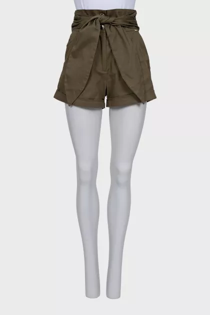 High-waisted drawstring shorts