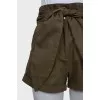 High-waisted drawstring shorts