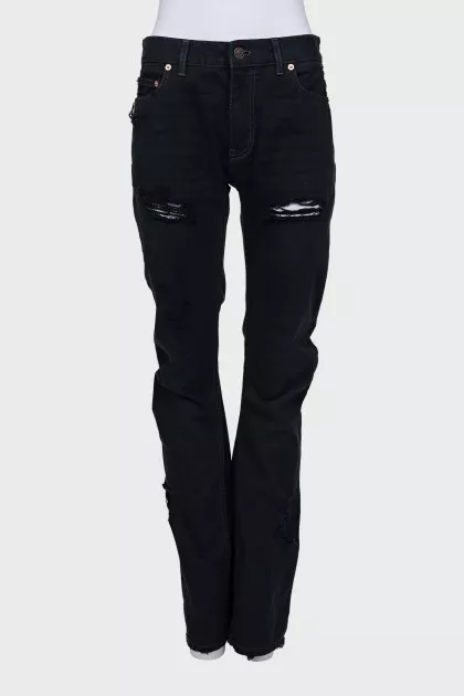 Flared jeans with a ripped effect