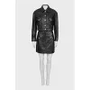 Leather suit consisting of a jacket and skirt