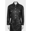 Leather suit consisting of a jacket and skirt