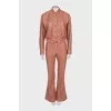 Brown faux leather suit