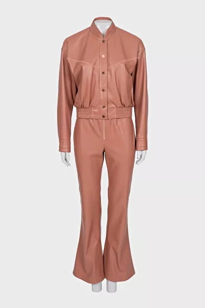Brown faux leather suit