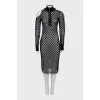 Mesh dress with off-the-shoulder cutout