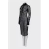 Mesh dress with off-the-shoulder cutout