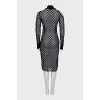 Mesh dress with off-the-shoulder cutout