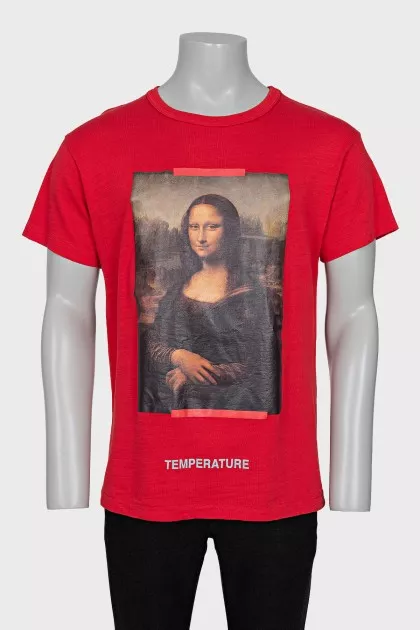Men's red printed t-shirt