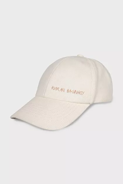 White cap with embroidered logo