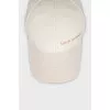 White cap with embroidered logo