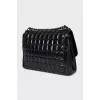 Leather bag with chain and logo