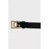 Leather belt with logo buckle