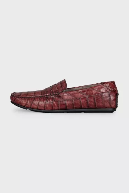 Men's red embossed loafers