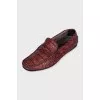 Men's red embossed loafers