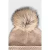 Cashmere hat with fur and tag