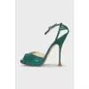 Textured leather heeled sandals