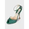 Textured leather heeled sandals