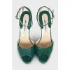 Textured leather heeled sandals