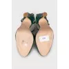 Textured leather heeled sandals