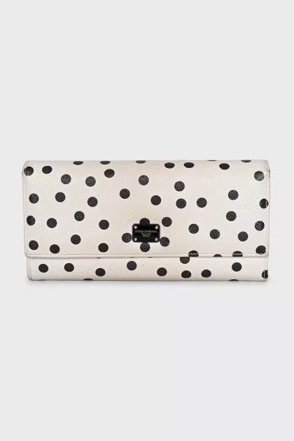 White polka dot wallet