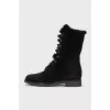 Insulated suede lace-up boots