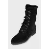 Insulated suede lace-up boots
