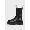 Leather boots with a bulky sole
