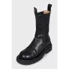 Leather boots with a bulky sole
