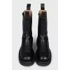 Leather boots with a bulky sole