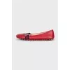 Red ballet flats with textile decor