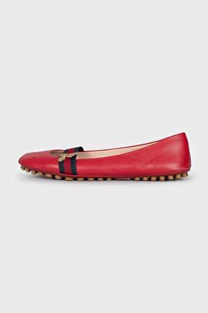 Red ballet flats with textile decor