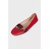 Red ballet flats with textile decor