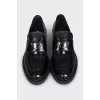 Leather loafers with logo