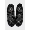 Shoes with a figured cutout and rhinestones