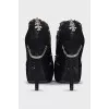 Shoes with a figured cutout and rhinestones