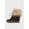 Wedge ankle boots with fur