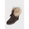 Wedge ankle boots with fur