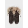 Wedge ankle boots with fur