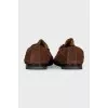 Men's brown suede loafers with embellishments