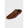 Men's brown suede loafers with embellishments