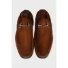Men's brown suede loafers with embellishments