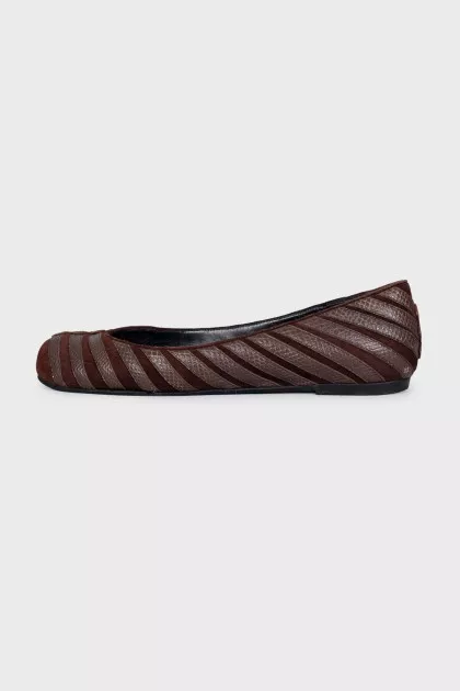 Brown leather and suede ballet flats