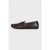 Men's brown loafers with embossing