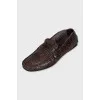 Men's brown loafers with embossing