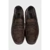 Men's brown loafers with embossing